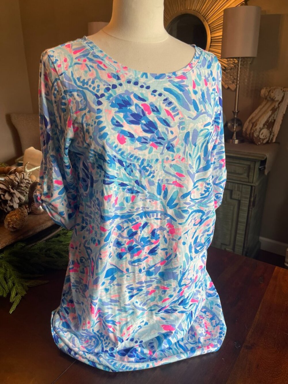 Lilly Pulitzer Cotton Dress " Party Wave" Pattern SZ  XL